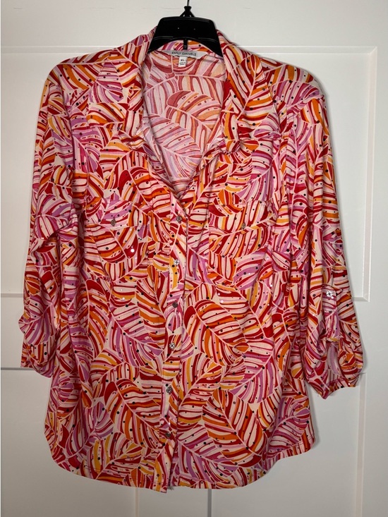 Emily Daniels Tops - Emily Daniel’s 3/4 Length Colorful Button Front Shirt, Size XL